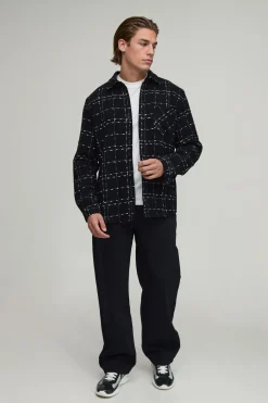 Chemise par-dessus à carreaux texturée et robuste