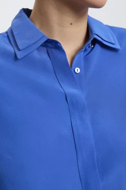 KarenMillen Chemise Petite En Soie À Double Col Manches Longues<Femme Tops
