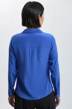 KarenMillen Chemise Petite En Soie À Double Col Manches Longues<Femme Tops