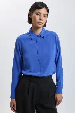 KarenMillen Chemise Petite En Soie À Double Col Manches Longues<Femme Tops
