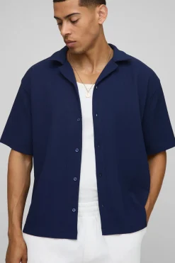 Chemise plissée à manches courtes Revere à coupe oversize