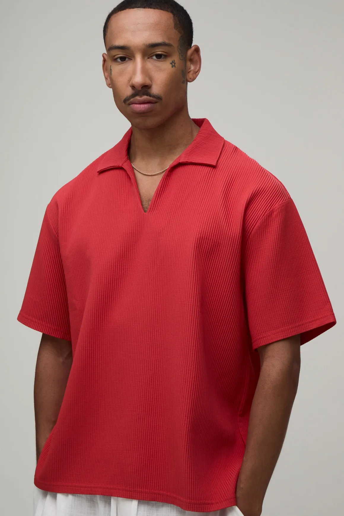Chemise Plissée Oversize À Col En V