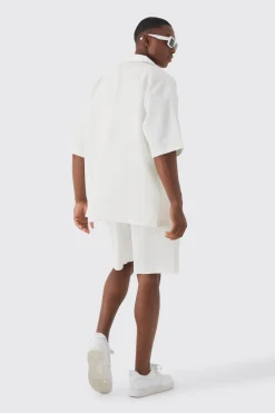 boohooMAN Chemise plissée surdimensionnée à manches courtes et short<Homme Ensembles