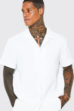 boohooMAN Chemise plissée surdimensionnée à manches courtes et short<Homme Ensembles