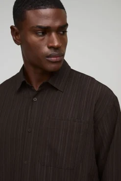 Chemise plissée texturée surdimensionnée