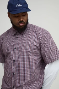 Chemise Plus Boxy Oversized à micro carreaux en fausse superposition