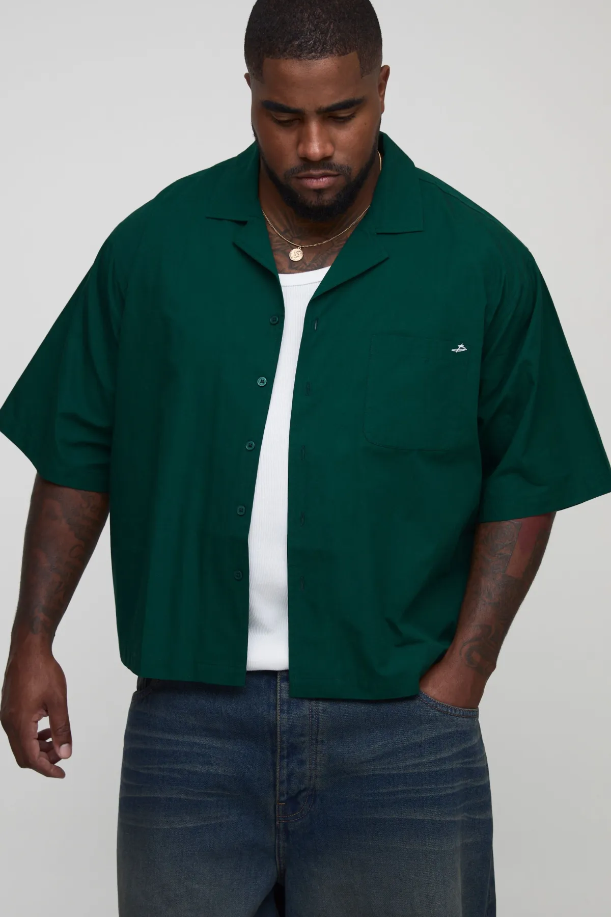 boohooMAN Chemise Plus Boxy Oversize en popeline<Homme Chemises Grande Taille|Chemises