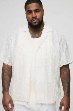 boohooMAN Chemise Plus Tufted à rayures, coupe décontractée<Homme Chemises Grande Taille|Chemises