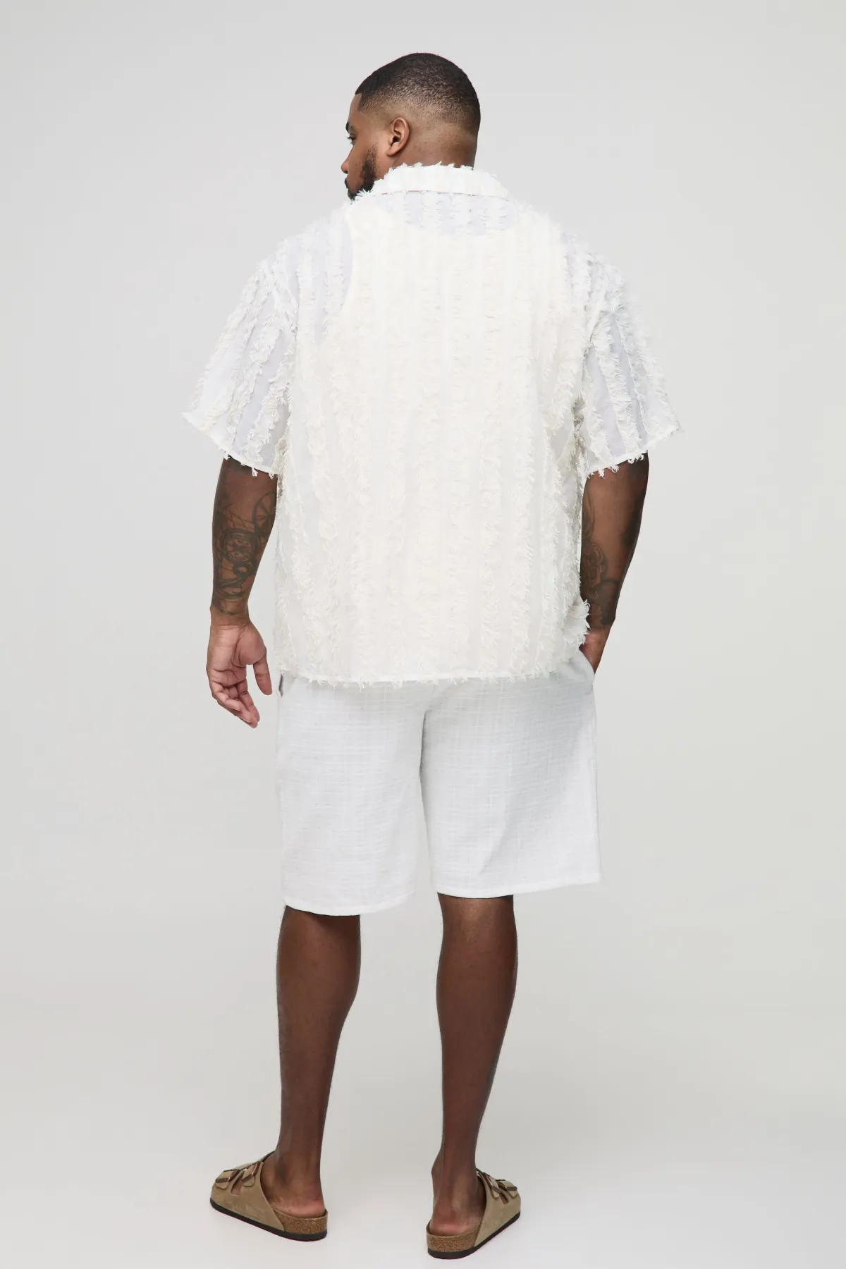 boohooMAN Chemise Plus Tufted à rayures, coupe décontractée<Homme Chemises Grande Taille|Chemises