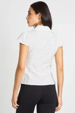 boohoo Chemise À Pois À Manches Courtes Froncée<Femme Pois|Tops