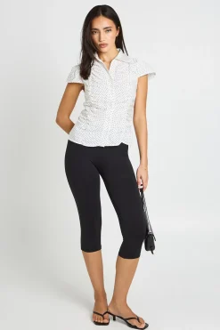 boohoo Chemise À Pois À Manches Courtes Froncée<Femme Pois|Tops
