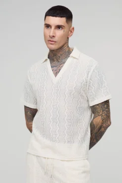 Chemise polo crochet Zig Zag pour grande taille