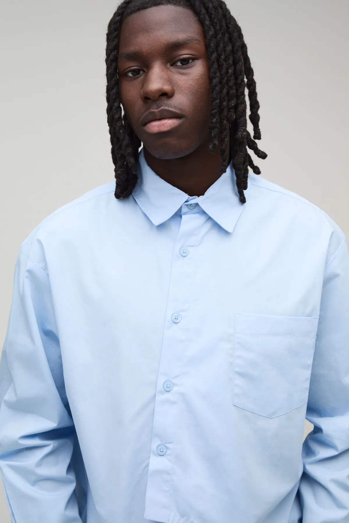 boohooMAN Chemise Popeline Oversize à Patte Asymétrique<Homme Chemises