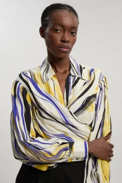 Chemise Portefeuille En Sergé Tissé À Imprimé Coups De Pinceau
