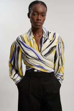 Chemise Portefeuille En Sergé Tissé À Imprimé Coups De Pinceau
