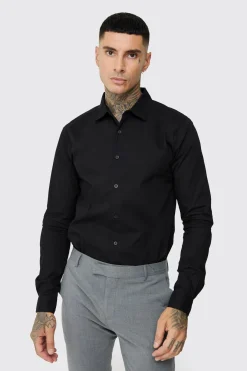 Chemise pour grande taille en popeline noire