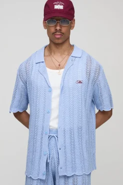boohooMAN CHEMISE pour homme surdimensionnée, carrée, brodée, ondulée, au crochet et tricotée<Homme Chemises|Maille