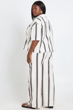 Chemise Rayée Ample En Lin Grande Taille