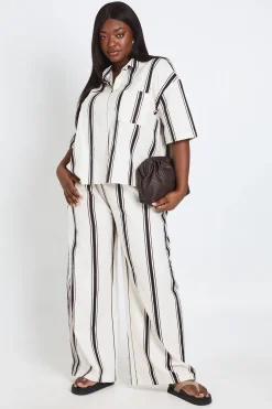 Chemise Rayée Ample En Lin Grande Taille