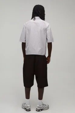 boohooMAN Chemise Rayée Boxy Crop À Manches Courtes<Homme Chemises Grande Taille|Chemises