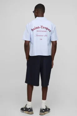 Chemise rayée brodée Saint Tropez surdimensionnée et boxy