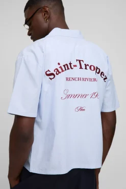Chemise rayée brodée Saint Tropez surdimensionnée et boxy