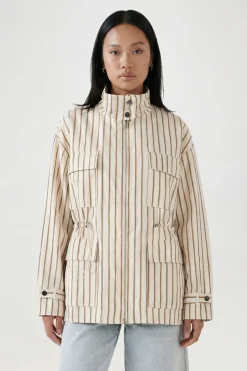 boohoo Chemise Rayée Col Montant Taille Cintrée<Femme Tops