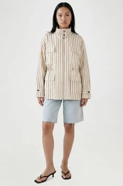 boohoo Chemise Rayée Col Montant Taille Cintrée<Femme Tops