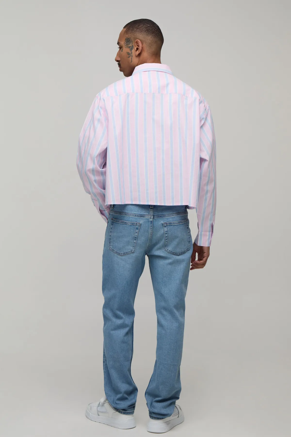 boohooMAN Chemise Rayée Courte Coupe Boxy Oversize<Homme Chemises