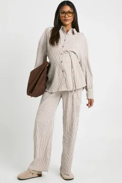 Chemise rayée de maternité à nouer à la taille