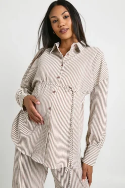 Chemise rayée de maternité à nouer à la taille