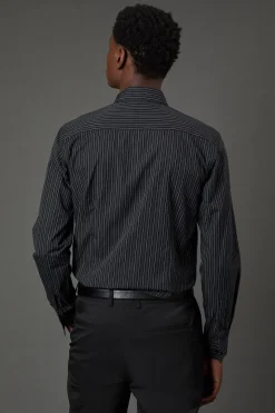 Chemise Rayée Fine Noir & Blanc à Manches Longues
