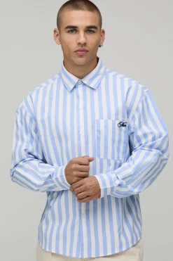 boohooMAN Chemise Rayée À Imprimé Fruits Manches Longues Coupe Ample<Homme Chemises