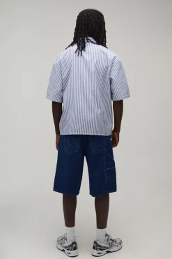 Chemise Rayée À Manches Courtes Coupe Oversize