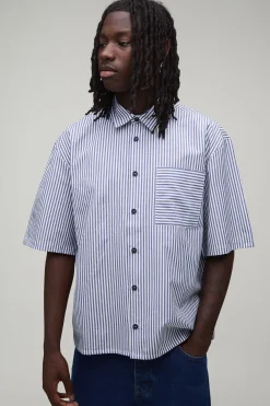 Chemise Rayée À Manches Courtes Coupe Oversize