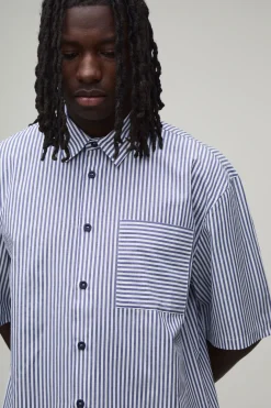 Chemise Rayée À Manches Courtes Coupe Oversize