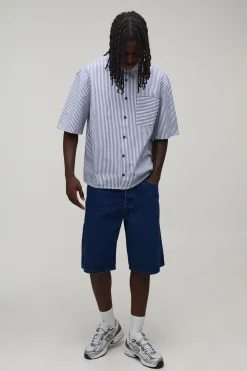 Chemise Rayée À Manches Courtes Coupe Oversize