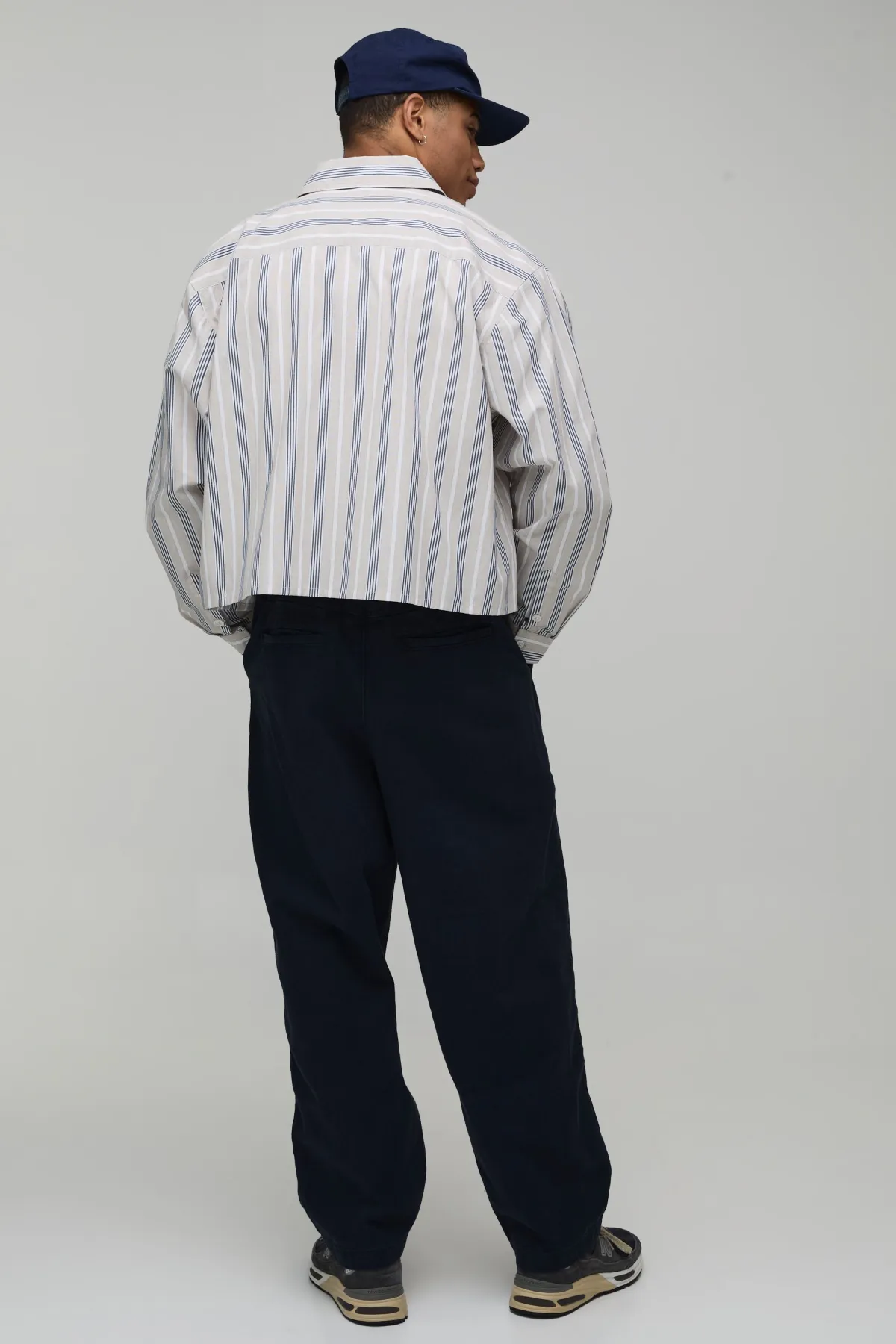 boohooMAN Chemise Rayée Oversize Courte à Manches Longues Coupe Boxy<Homme Chemises