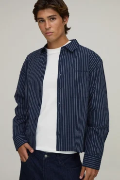 Chemise Rayée Oversize Crop À Manches Longues