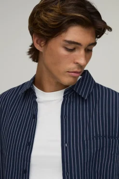 Chemise Rayée Oversize Crop À Manches Longues