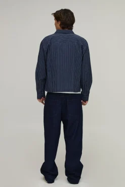 Chemise Rayée Oversize Crop À Manches Longues