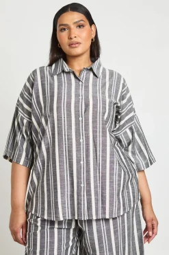 boohoo Chemise Rayée Oversize Grande Taille<Femme Tops
