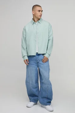 Chemise Rayée Oversize À Manches Longues Et Imprimé Boxy