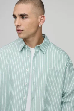 Chemise Rayée Oversize À Manches Longues Et Imprimé Boxy