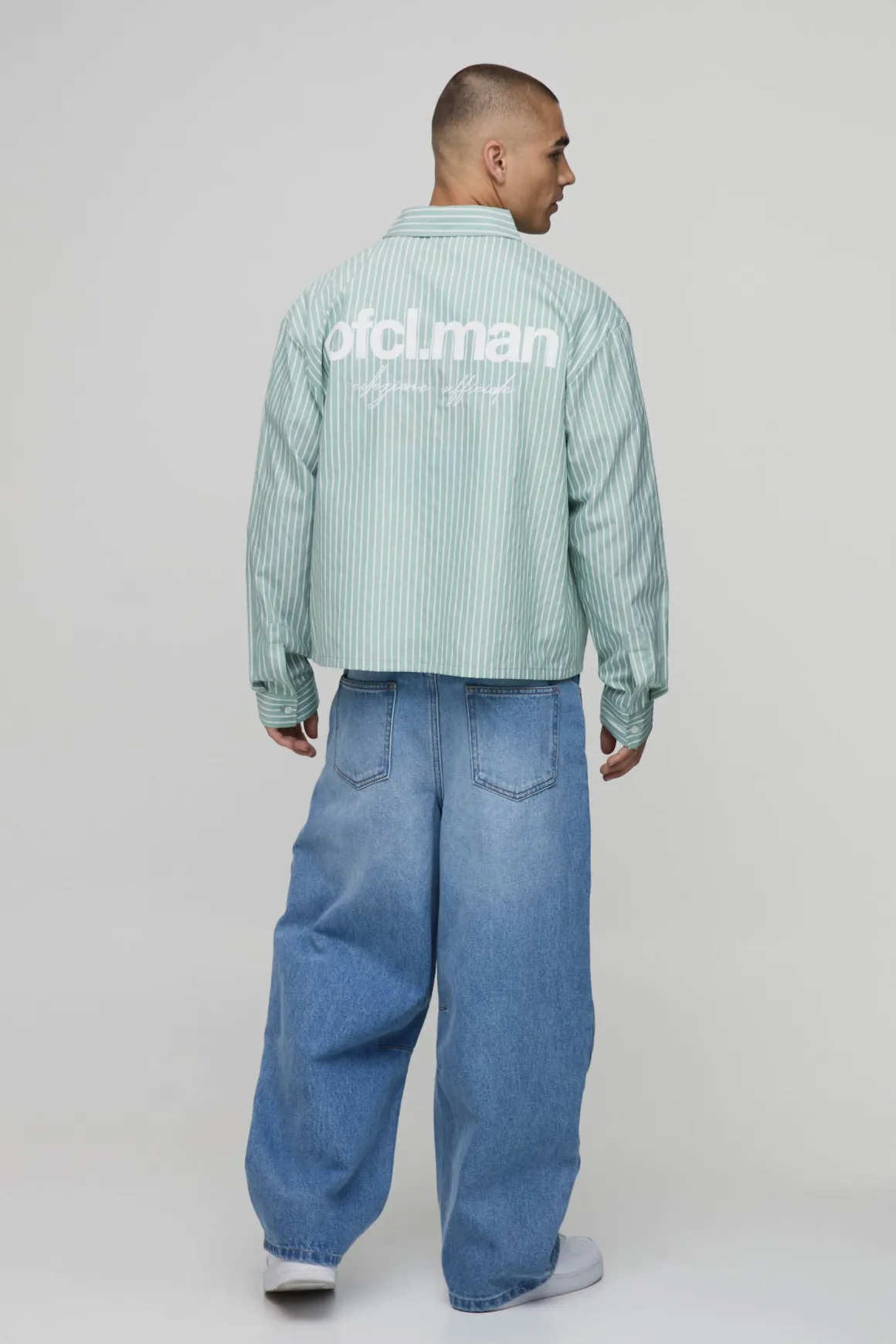 Chemise Rayée Oversize À Manches Longues Et Imprimé Boxy