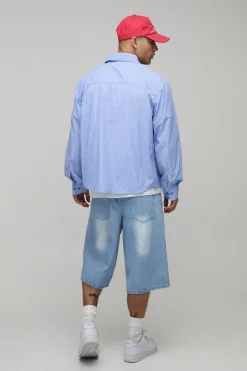boohooMAN Chemise Rayée Oversize À Ourlet Arrondi Avec Broderie B<Homme Chemises