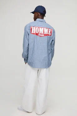 Chemise rayée oversize pour homme à manches longues