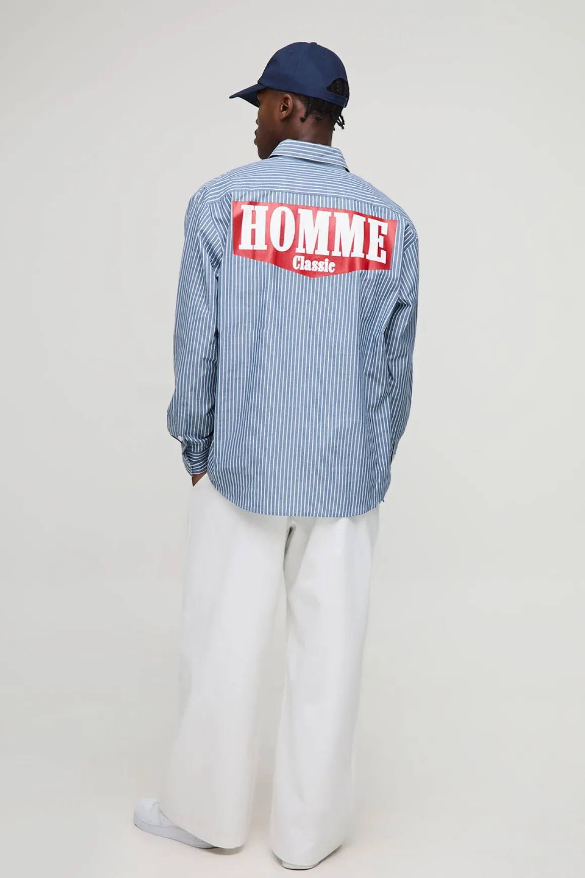 Chemise rayée oversize pour homme à manches longues