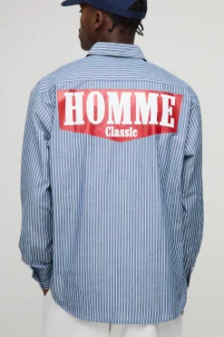Chemise rayée oversize pour homme à manches longues
