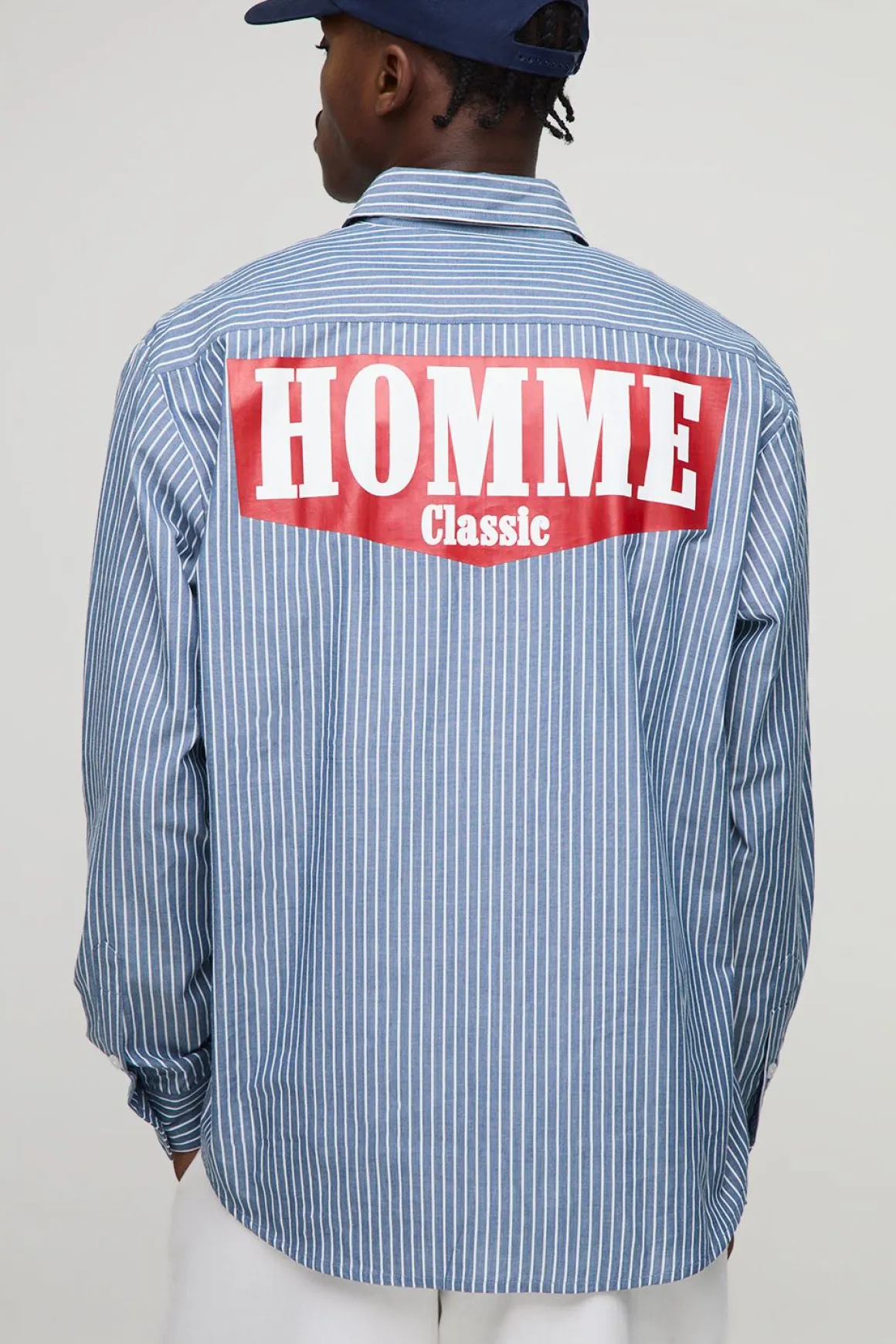 Chemise rayée oversize pour homme à manches longues